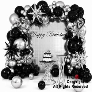 SET DE GLOBOS ARCO XL NEGRO Y PLATA 147 UNIDADES S310-15